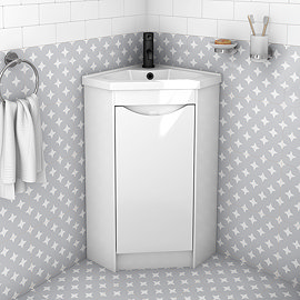 Monza Gloss White Corner Floor Standing Vanity Unit