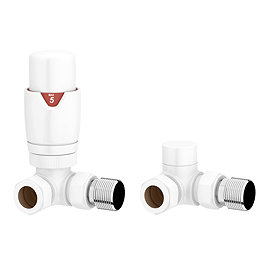 Monza White Corner Thermostatic Radiator Valves - Energy Saving