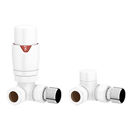 Monza White Corner Thermostatic Radiator Valves - Energy Saving