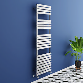 Murano Curved 1500 x 500mm Chrome Modern Heated Towel Rail - 22 Sections Large Image