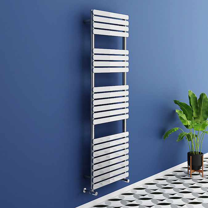Murano Curved 1500 x 500mm Chrome Modern Heated Towel Rail - 22 Sections Large Image