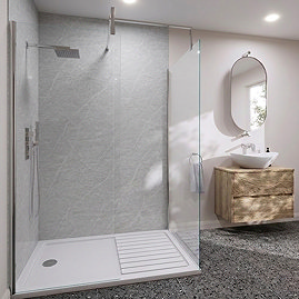 Monza Dark Grey Marble PVC Shower Wall Panel 2400 x 1000mm