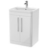 Radius 600mm Floor Standing 2 Door Vanity Unit with Chrome Handles - Gloss White