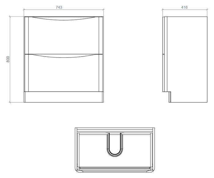 Monza Floor Standing Countertop Vanity Unit (750mm Wide - Gloss White)