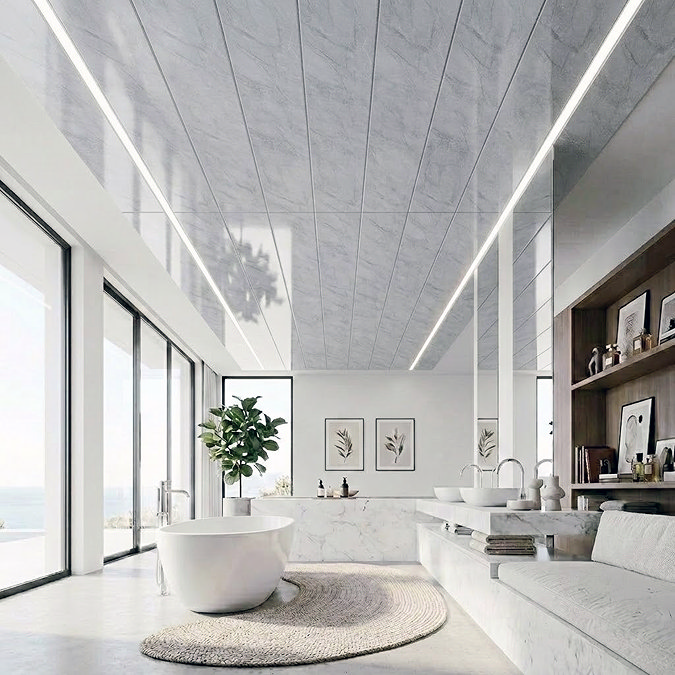 Monza Gloss Grey Marble PVC Ceiling Panel - 2700 x 250mm (4 Pack)