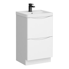 Monza Gloss White 600mm Wide Floor Standing Vanity Unit | Victorian ...