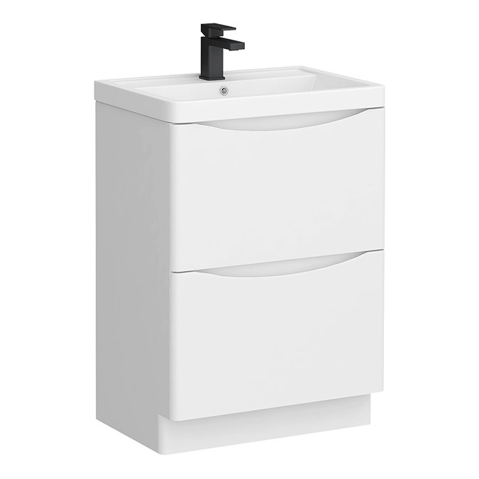 Monza Gloss White 600mm Wide Floor Standing Vanity Unit