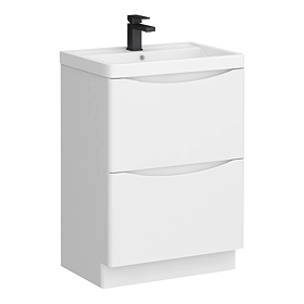 Monza Gloss White 500mm Wide Wall Mounted Vanity Unit | Victorian ...