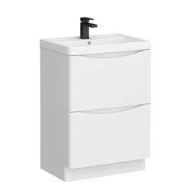 Monza Gloss White 600mm Wide Floor Standing Vanity Unit