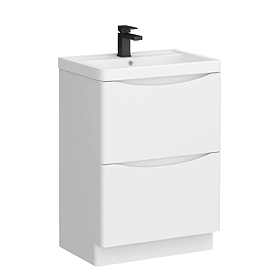 Monza Gloss White 600mm Wide Floor Standing Vanity Unit