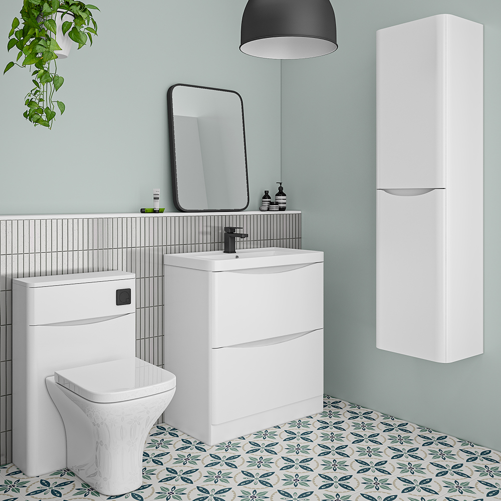 Monza Gloss White 750mm Wide Floor Standing Vanity Unit | Victorian ...