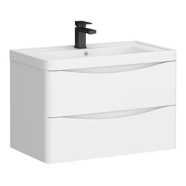 Monza Gloss White 750mm Wide Wall Mounted Vanity Unit | Victorian ...