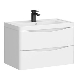 Monza Gloss White 750mm Wide Wall Mounted Vanity Unit