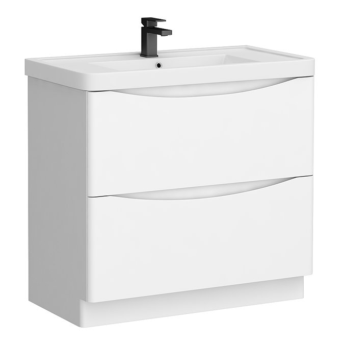 Monza Gloss White 900mm Wide Floor Standing Vanity Unit