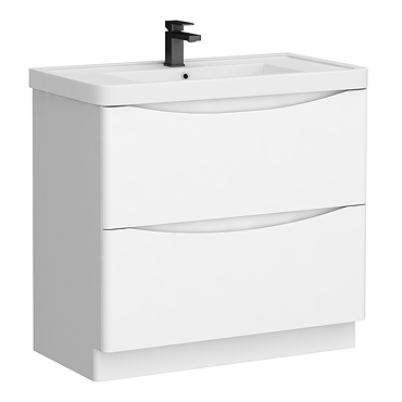 Monza Gloss White 900mm Wide Floor Standing Vanity Unit