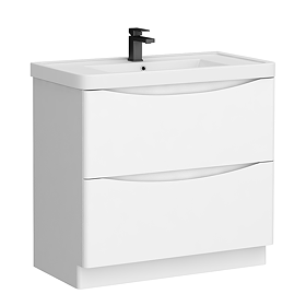 Monza Gloss White 900mm Wide Floor Standing Vanity Unit