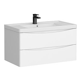 Monza Gloss White 900mm Wide Wall Mounted Vanity Unit