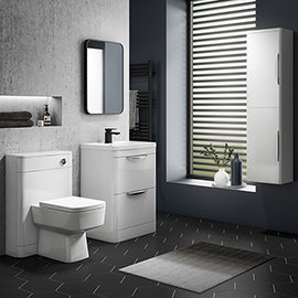 Monza Gloss White Floor Standing Vanity Bathroom Furniture Package Medium Image