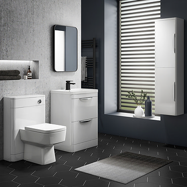 Monza Gloss White Floor Standing Vanity Bathroom Furniture Package  Profile Large Image