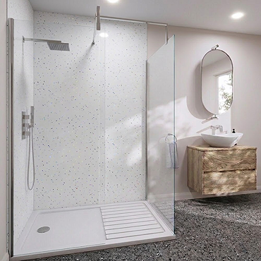 Monza Gloss White Sparkle PVC Shower Wall Panel 2400 x 1000mm