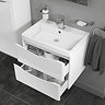 Monza Gloss White Vanity Unit, Tall Storage Unit, and Toilet Package