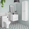 Monza Gloss White Vanity Unit, Tall Storage Unit, and Toilet Package