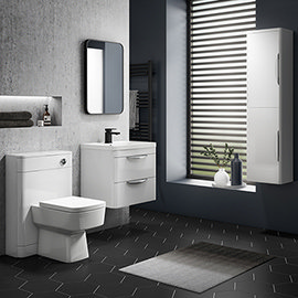Monza Gloss White Wall Hung Vanity Bathroom Furniture Package Medium Image