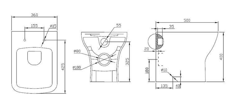 Monza Graphite Oak 500mm Wide WC Unit with Cistern, Brushed Gunmetal Grey Flush + Modern Pan