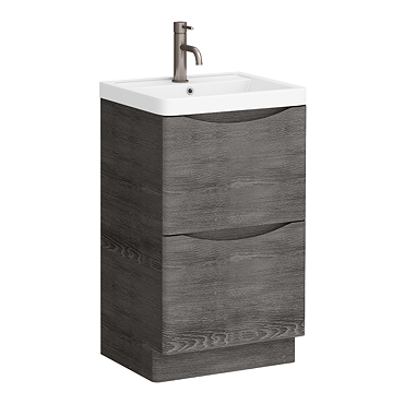 Monza Graphite Oak 500mm Wide Floor Standing Vanity Unit