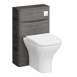 Monza Graphite Oak 500mm Wide WC Unit with Cistern, Chrome Flush + Modern Pan