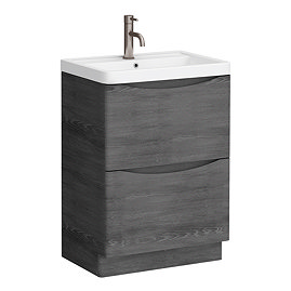 Monza Graphite Oak 600mm Wide Floor Standing Vanity Unit