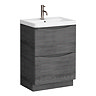 Monza Graphite Oak 600mm Wide Floor Standing Vanity Unit