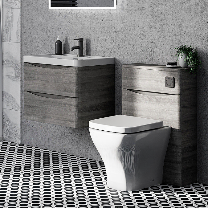 Monza Graphite Oak 600mm Wide Wall Mounted Vanity Unit  Feature Large Image