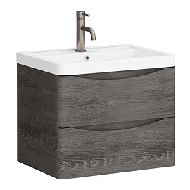 Monza Graphite Oak 600mm Wide Wall Mounted Vanity Unit