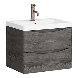 Monza Graphite Oak 600mm Wide Wall Mounted Vanity Unit