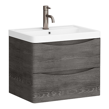 Monza Graphite Oak 600mm Wide Wall Mounted Vanity Unit