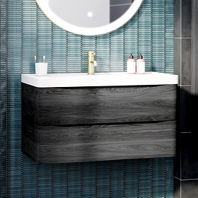 Monza Graphite Oak 900mm Wide Wall Mounted Vanity Unit