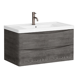 Monza Graphite Oak 900mm Wide Wall Mounted Vanity Unit