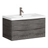 Monza Graphite Oak 900mm Wide Wall Mounted Vanity Unit