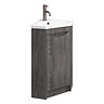 Monza Graphite Oak Corner Floor Standing Vanity Unit