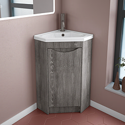 Monza Graphite Oak Corner Floor Standing Vanity Unit