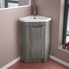Monza Graphite Oak Corner Floor Standing Vanity Unit