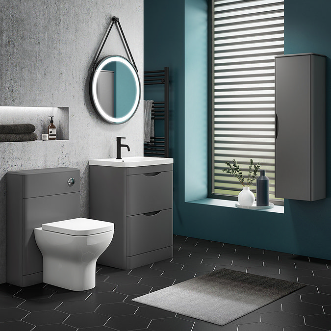 Monza Grey 550mm Wide WC Unit (Depth 200mm) Profile Large Image