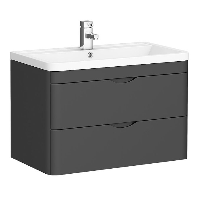 Monza Grey 800mm Wall Hung 2 Drawer Vanity Unit (Depth 450mm) Large Image