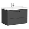 Monza Grey 800mm Wall Hung 2 Drawer Vanity Unit (Depth 450mm) Large Image