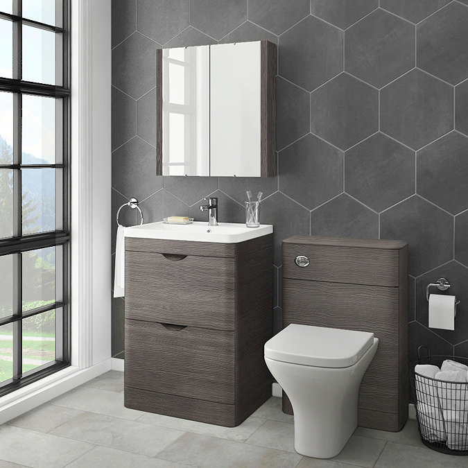 Monza Grey Avola 550mm Wide WC Unit (Depth 200mm)  Feature Large Image