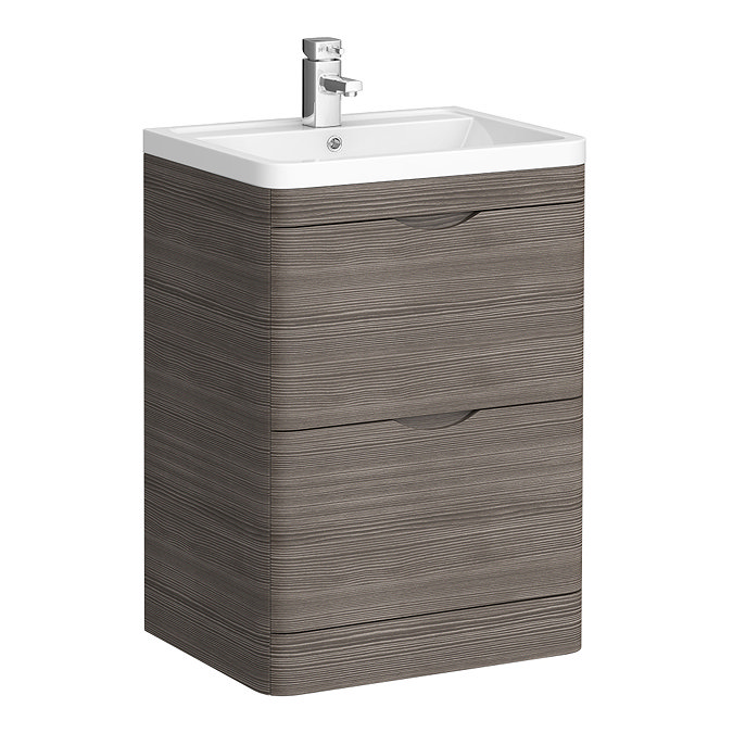 Monza Grey Avola Floor Standing Sink Vanity Unit + Square Toilet Package  Profile Large Image
