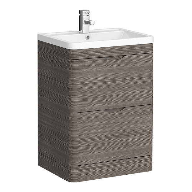Monza Grey Avola Floor Standing Sink Vanity Unit + Square Toilet