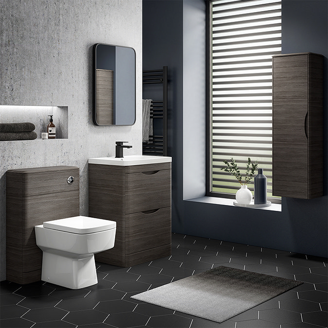 Monza Grey Avola Floor Standing Vanity Bathroom Furniture Package Large Image