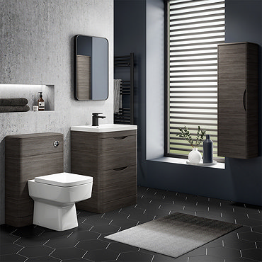 Monza Grey Avola Floor Standing Vanity Bathroom Furniture Package  Profile Large Image